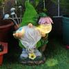 Resin Garden Gnome Statue Funny Gnomes Figurine Decoration Solar Light Ornament for Patio Yard Lawn Porch Outdoor Decorative