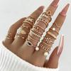 24Pcs Boho Geometric Knuckle Rings Set For Women Eye Butterfly Heart Crown Pearl Finger Ring Girls Fashion Party Jewelry Gift