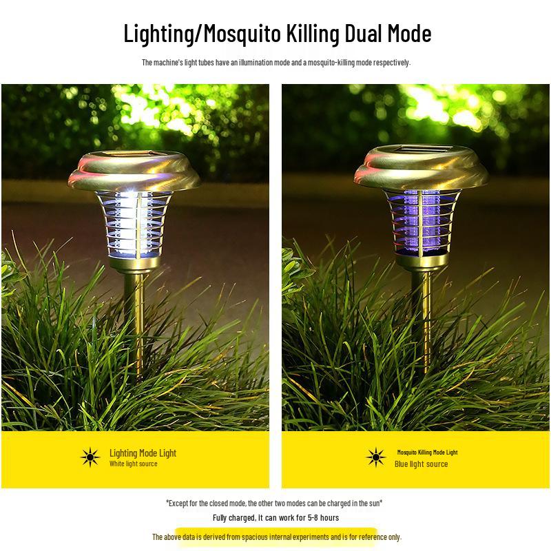 Водонепроницаемая солнечная лампа-уничтожитель и отпугиватель комаров из нержавеющей стали для использования на открытом воздухе