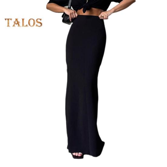 Женская макси-юбка с эластичной резинкой и высокой талией, длинная юбка с запахом на бедрах, однотонная облегающая юбка, аксессуары для одежды