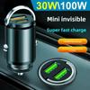 66W Invisible Car Charger with PD30W Metal Pull Ring for Super Fast Charging and 100W Flash Charging