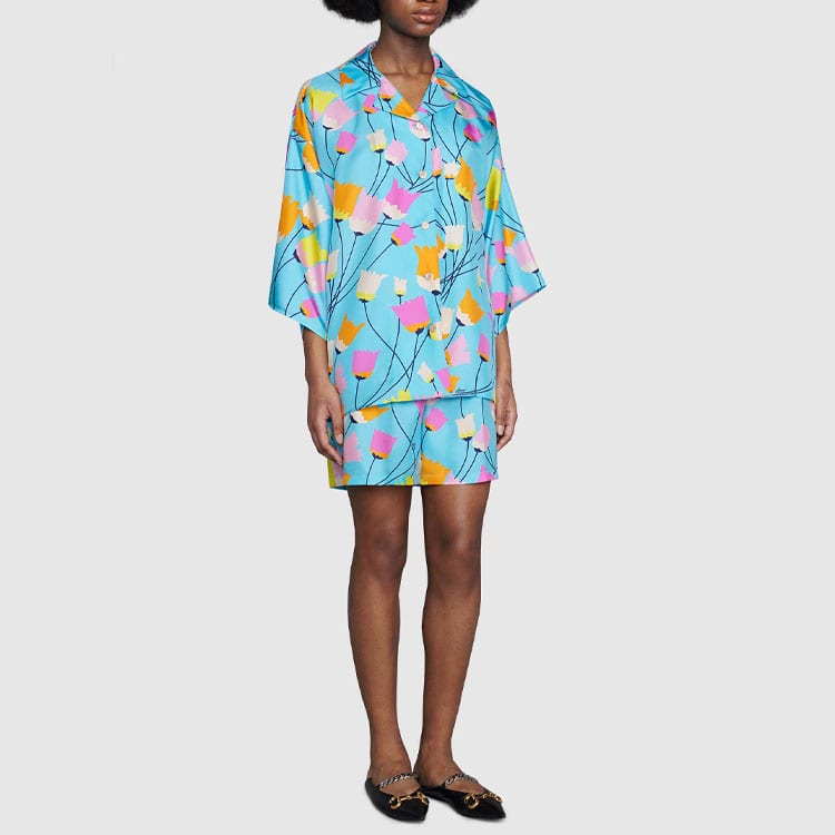 GUCCI Shirts Women's Blue Cuban Collar Moderate Other 654647-ZAGZG-4337