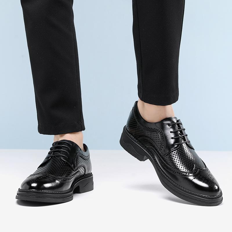 Новые весенне-летние мужские деловые кожаные туфли на шнуровке, летние удобные туфли для банкета и вечеринки из натуральной кожи