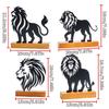 Metal Lion Statue Figurine Hollow Iron Animal Sculpture with Wood Base Table Centerpieces Decors Home Desktop Ornament