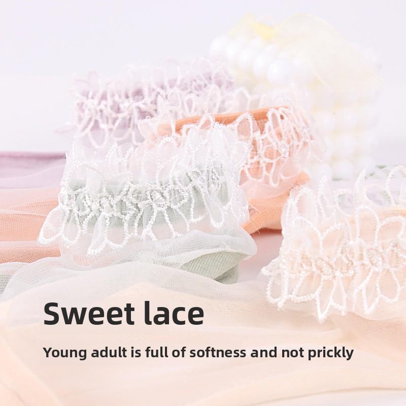 Короткие кружевные носки из дышащего хлопка с дизайном из хрустального стекла - 13 цветов для весны/лета