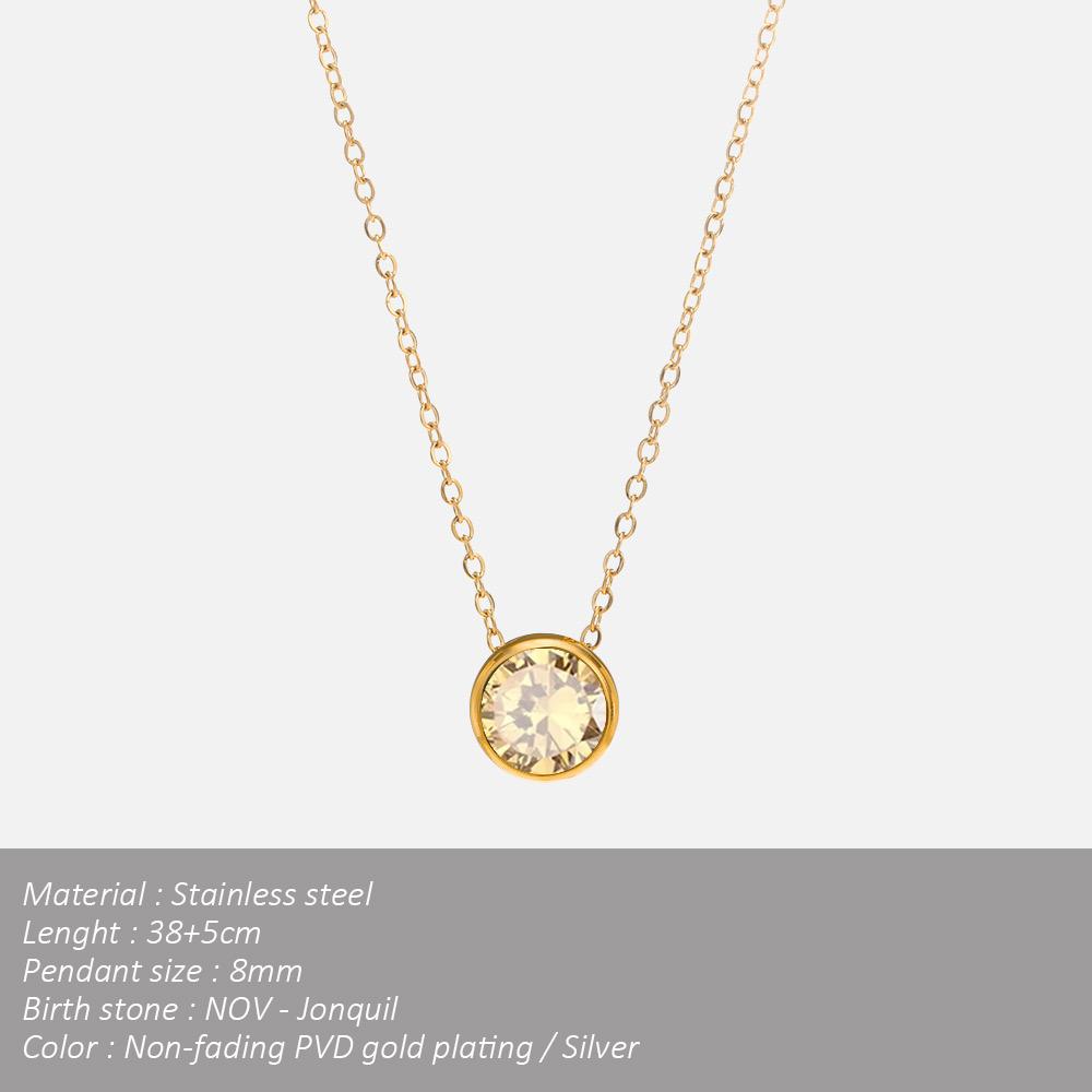 SUNIBI Stainless Steel Birthstone Necklace for Woman Gold Color Bride Designer Pendant Necklaces Birthday Gift Jewelry Wholesale