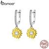 BAMOER стерлингового серебра 925 пробы с блестящими цирконами, гипоаллергенные серьги, женские серьги с пряжками в форме подсолнуха