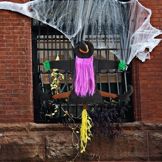 Large Crashing Witch Into Tree Halloween Decoration Outside Flying Witch Hitting Tree Prop for Outdoor Yard Garden Lawn Front Porch Decor