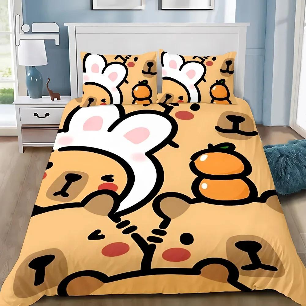 Soft Microfiber Brown Capybara 3D Print Duvet Cover Set Cozy Bedding King Queen Twin Boys Birthday Gift