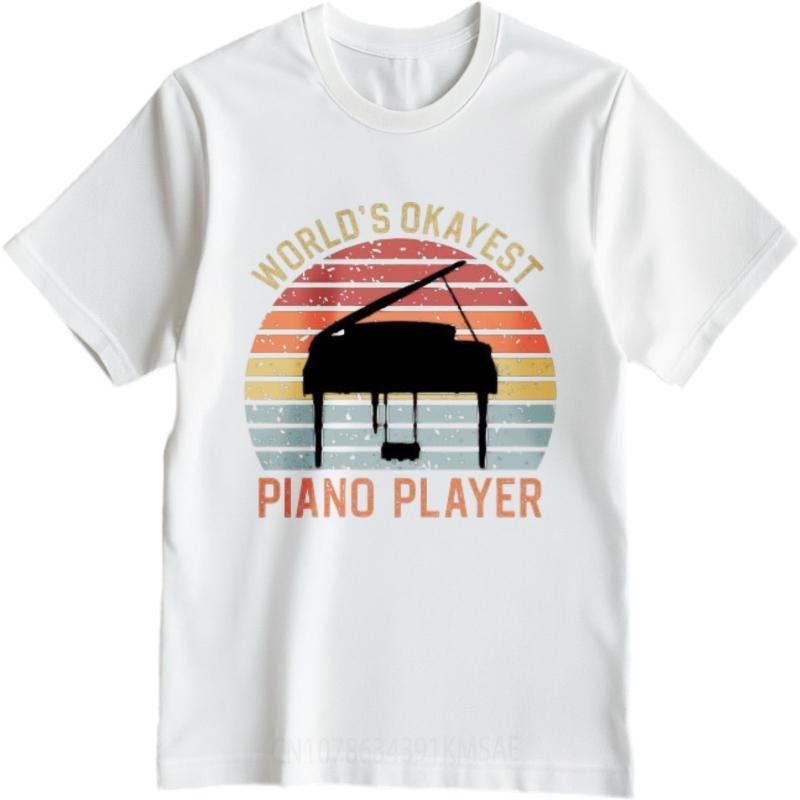 Workout Unisex Crew Neck Tshirt Graphic Worlds Okayest Piano Player Sunset Design Everyday Unisex Teeshirt Male Tshirt Brand Top Tee