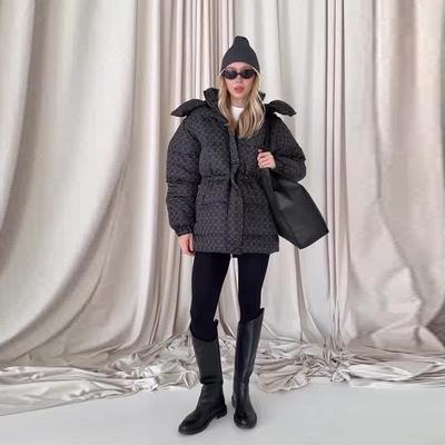 Хлопковая куртка средней длины с принтом