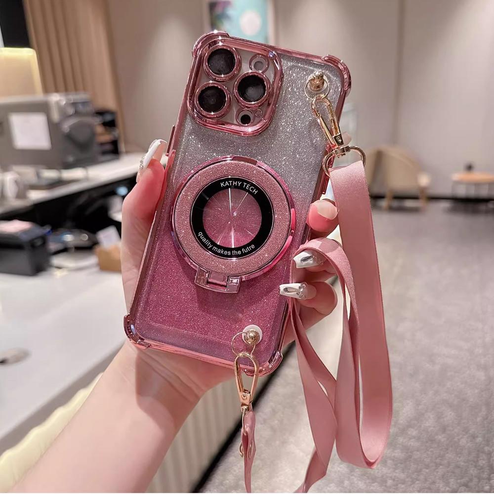 Shockproof Crossbody Lanyard Phone Case For Samsung Galaxy A52 A53 A33 A23 A13 A73 A32 4g 5g Gradient Glitter Stand Cover