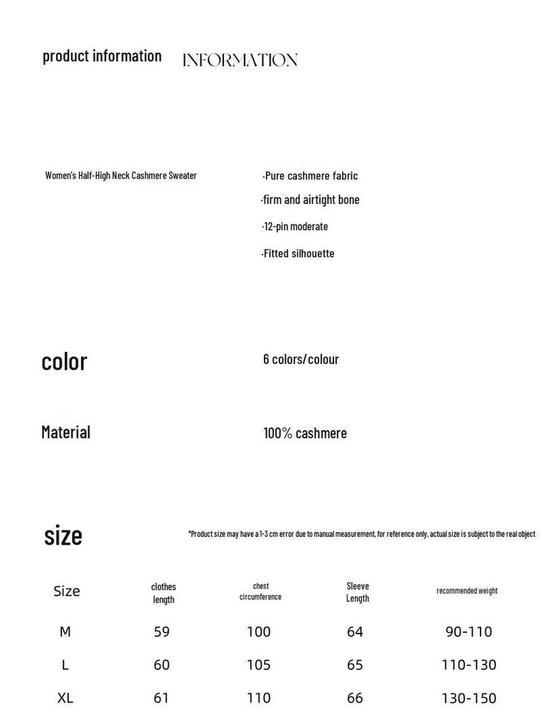 FANZHEN Women's 100% Cashmere Turtleneck Sweater