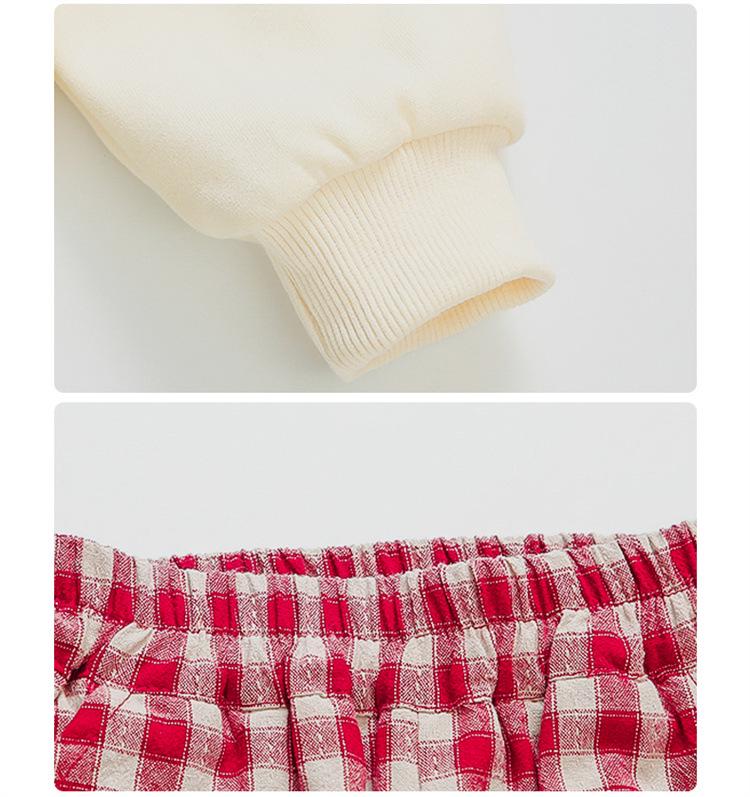 Комплект клетчатых брюк для девочек - Коллекция весна/осень 2025 - Модный наряд с дизайном яблока