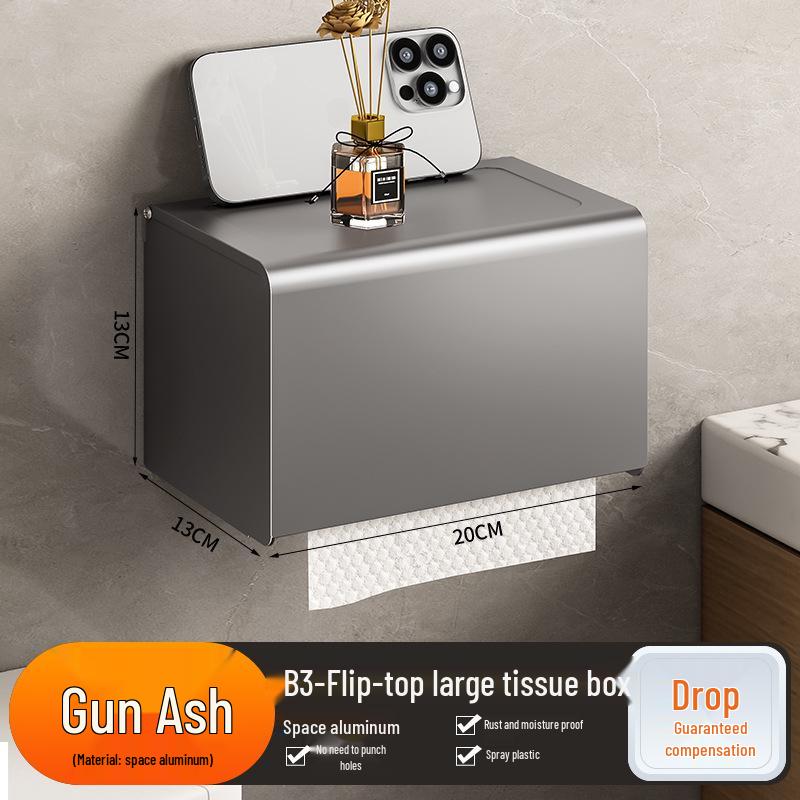 Настенный держатель для салфеток и полотенец без сверления, цвет оружейный серый