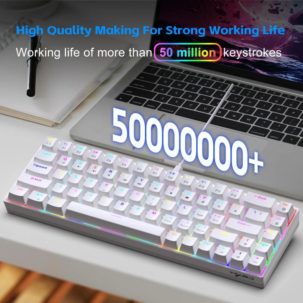 Hot Swappable 68 Keys 65% Custom Mechanical Keyboard RGB Backlit Macro Programmable Red/Brown Switch Wired for PC Laptop Desktop