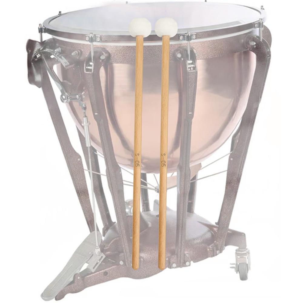 1 пара фетровых барабанных палочек с деревянной ручкой для ударных инструментов белого цвета