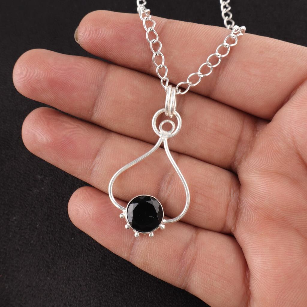 Black Onyx Stone 925 Sterling Silver Root Chakra Sisters Day New Pendant Jewelry PP-40-4