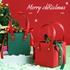 Classic Red Christmas Gift Box with Handle Bowknot Ribbon Bell Decor Letter Print Cubic Present Packing Box