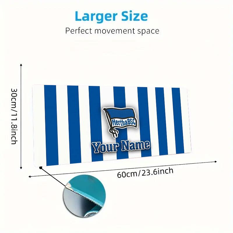Hertha BSC Custom Name Large Size Mouse Pad Large Gaming Table Cushion Non-slip Laptop Tablet Big Mousepad XXL Mat Mini PC Playmat With Lock edge