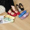 Fashion Candy Color Silk Flats Shoes Woman Ankle Belt Mary Janes Ballerina Shoes Female Square Toe Sweet Pink Mocasines Big Size 42