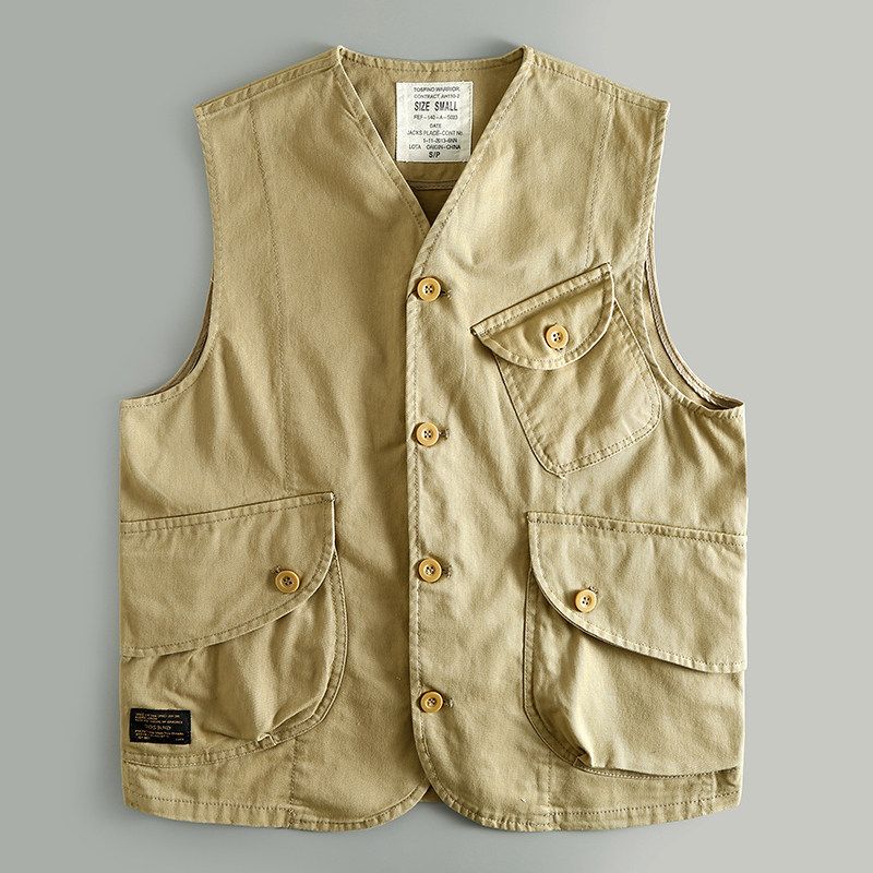 Товары для скота! Экспортная фабрика мужской одежды Остатки груза с вырезанным логотипом Весна и Осень Новое поступление Жилет с множеством карманов Жилет ODM Заказ на изготовление