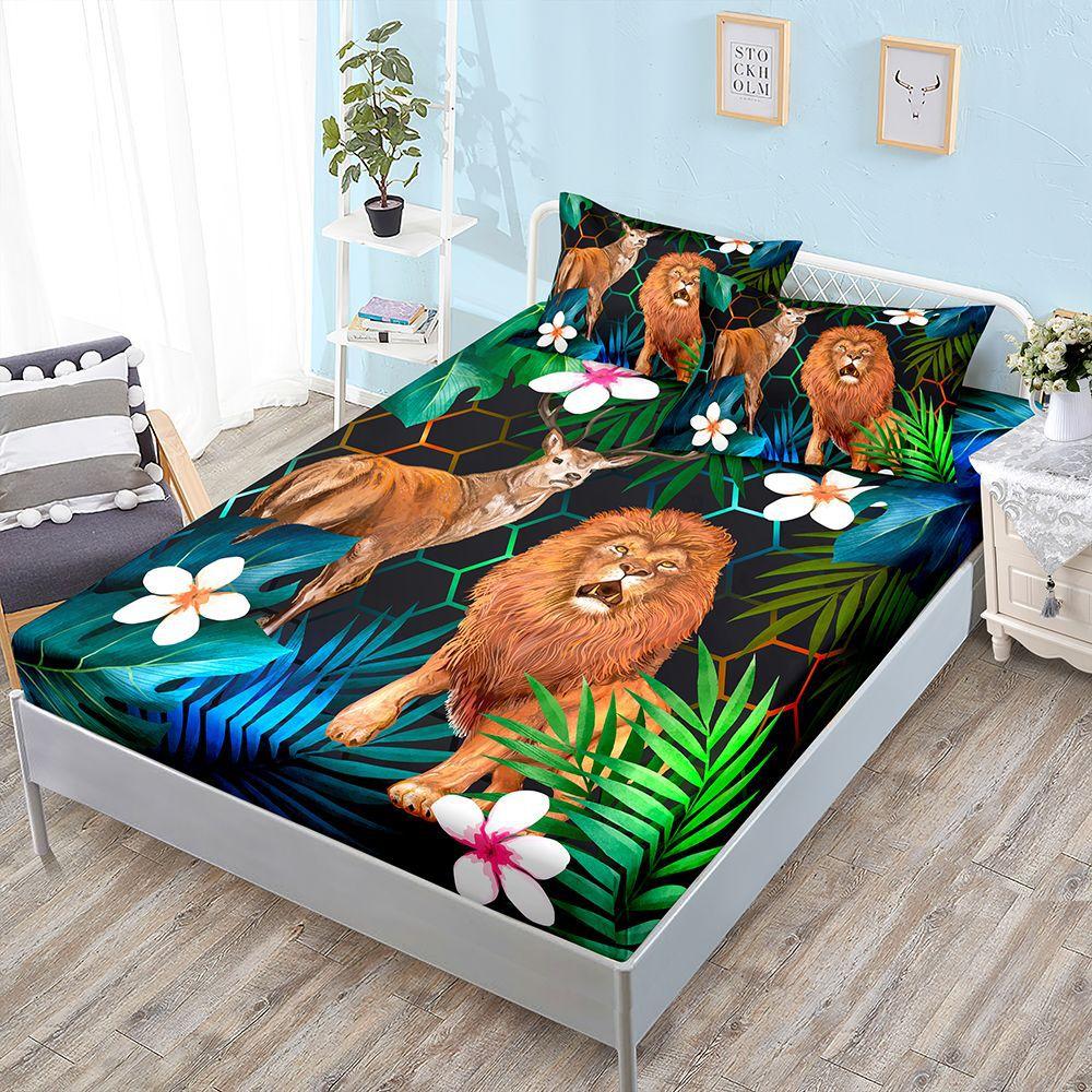 Three-Piece Mattress Mattress Cover Animal Giraffe Lion Zebra Mattress Protective Cover