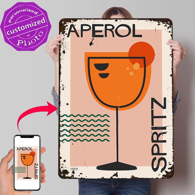 Aperol Spritz Cocktail Personalized D Textured Metal Poster Wall Art Tinplate Sign for Gaming Decoration Room Custom Plate Home