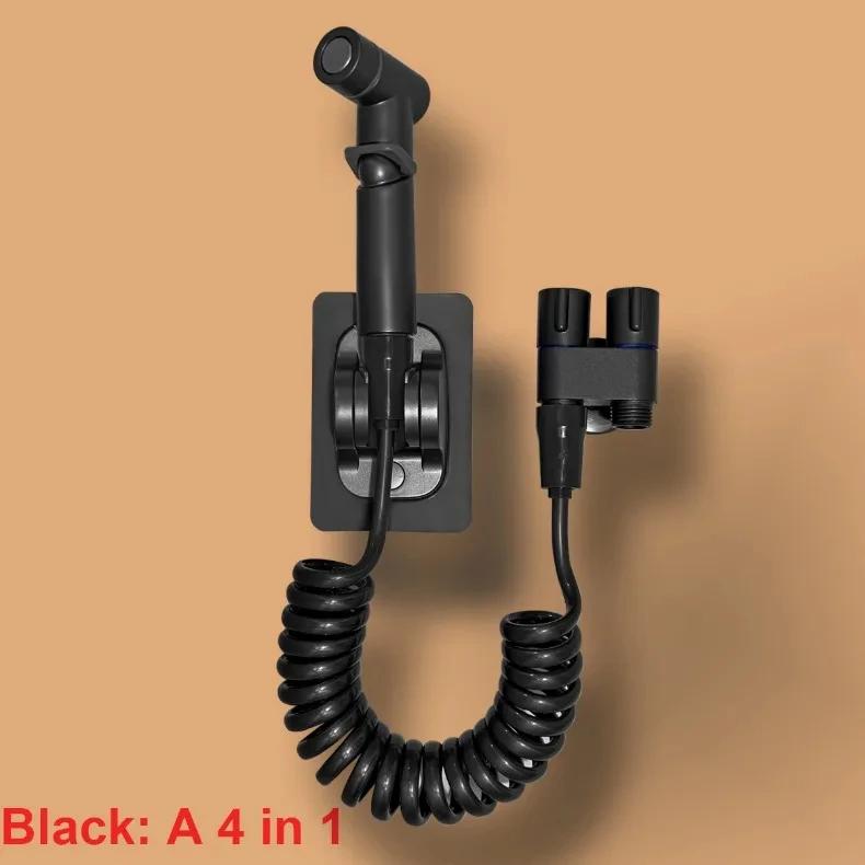 Modern Bathroom Brass High Pressure Handheld Bidet Set One In Two Out Muslim Shattaf Sprayer For Toilet Female wash sprayer