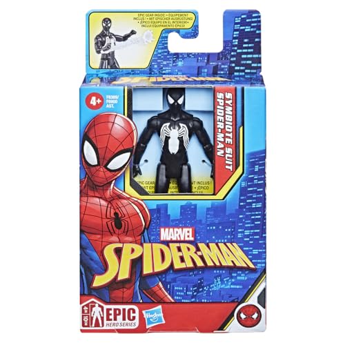 Hasbro Marvel Человек-паук Серия Эпических Героев Человек-паук в Симбиотическом Костюме 4 дюйма (10см) Фигурка с аксессуарами, для детей от 4 лет, F8369, Оригинал