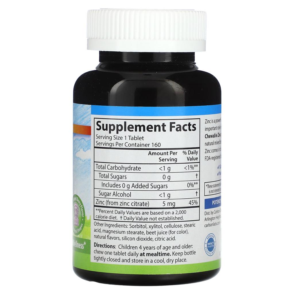 Children's Chewable Zinc, Natural Mixed Berry, 5Mg, 160 Tablets