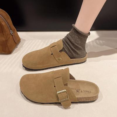 Бокен Шлепанцы Шлепанцы с полупальцами Ретро Весна и Осень Одноногие Ленивые Туфли