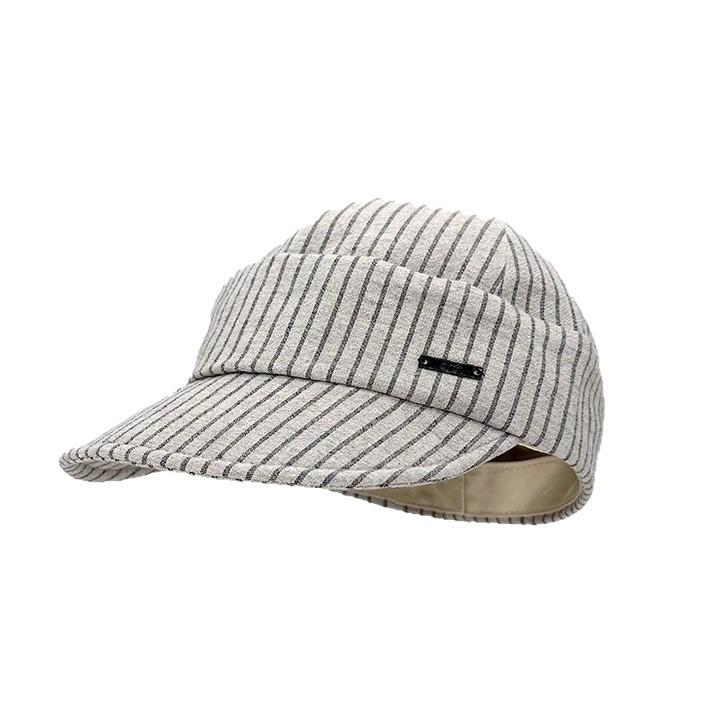 Japanese Retro White Striped Cap Women'S Summer Literary And Artistic Face Hat Light And Breathable Sunshade Baseball Cap