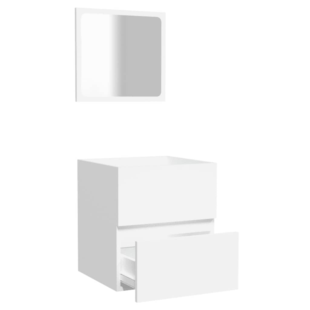 Bathroom Cabinet with Mirror White Wood Based Material
