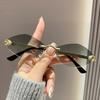 New Fashion Sunglasses Women Retro Brand Design Metal Small Diamond Frame Vintage Rhombus Rimless Shades Men Glasses