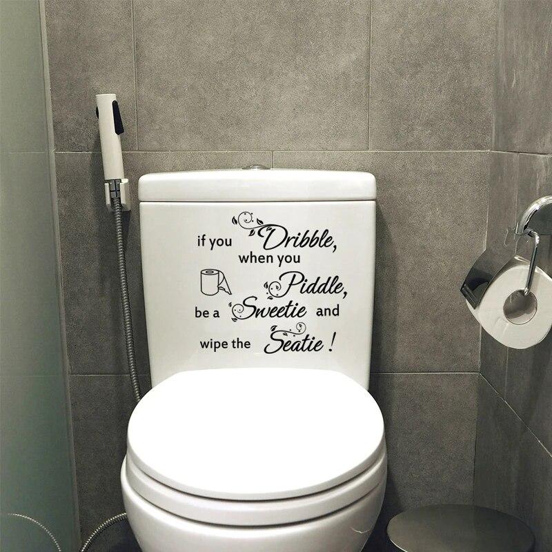 Toilet Sticker, Clean Pee Prompt Language, Little Man Toilet Seat Cover Sticker, Self-adhesive Wall Sticker, Bathroom Decoration