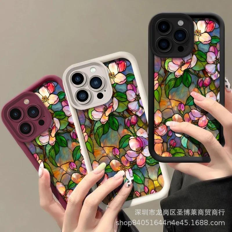 Винтажный чехол для iPhone 15 с аппликацией цветов Набор для iPhone 12promax 14/13/11/XR Emery 16