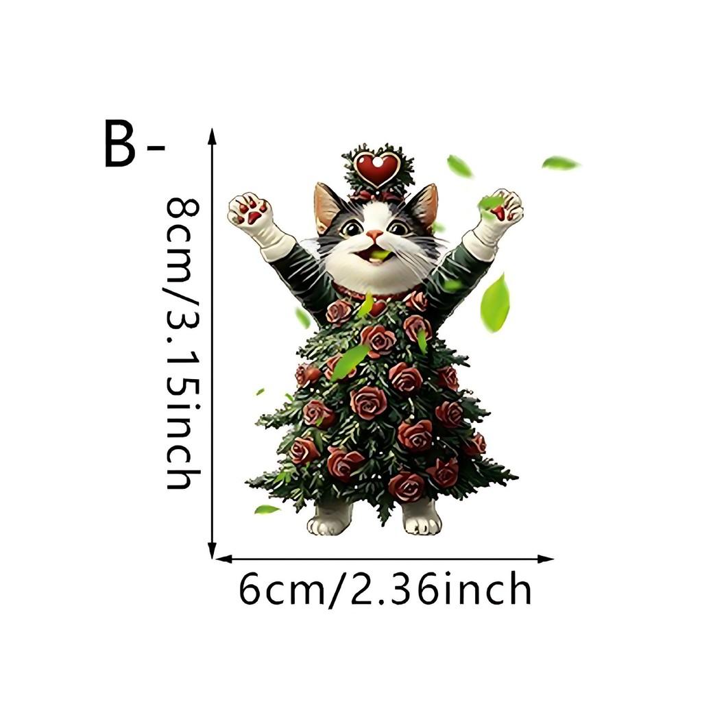 Valentine Day Theme Cute Rose Cat Pattern Acrylic Pendant Car Interior Decor