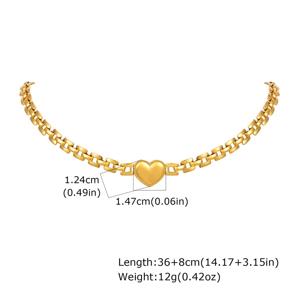 Vnox Trendy Strap Chain Collar For Women, Stainless Steel Suit Sweater Collar With Heart, 2026 Autumn Business Causal Jewelry