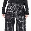 Men's clothing American high street RO wind heavy washed tie-dyed jeans high quality wide-leg pants