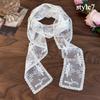 Floral Embroidery Hair Scarf Lace Long Ribbon Scarf White Flower Lace Neckerchief  Decorative Strap Necklace Head Wrap Scarves