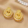 Punk Hiphop Chunky Striped Twist Rope Round Circle Ear Hoops Inlaid Cubic Zirconia Geometric Stud Earrings Githic Jewelry Bijoux