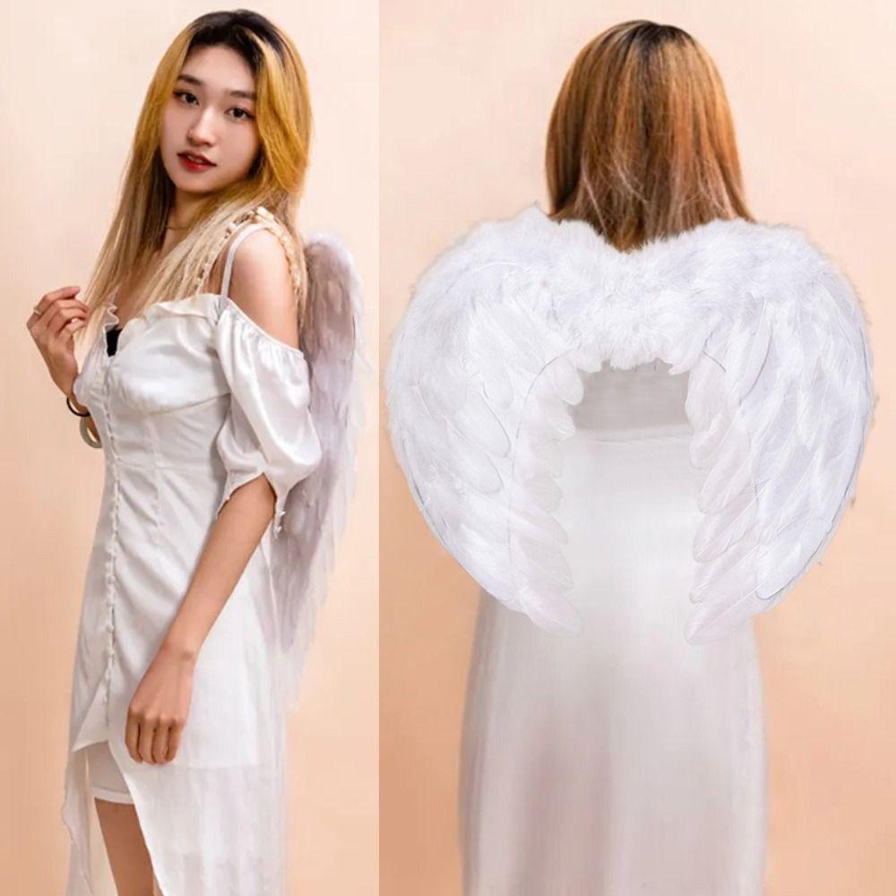 Handmade Feather Wings White Angel Wings Creative Cosplay Little Wings Party