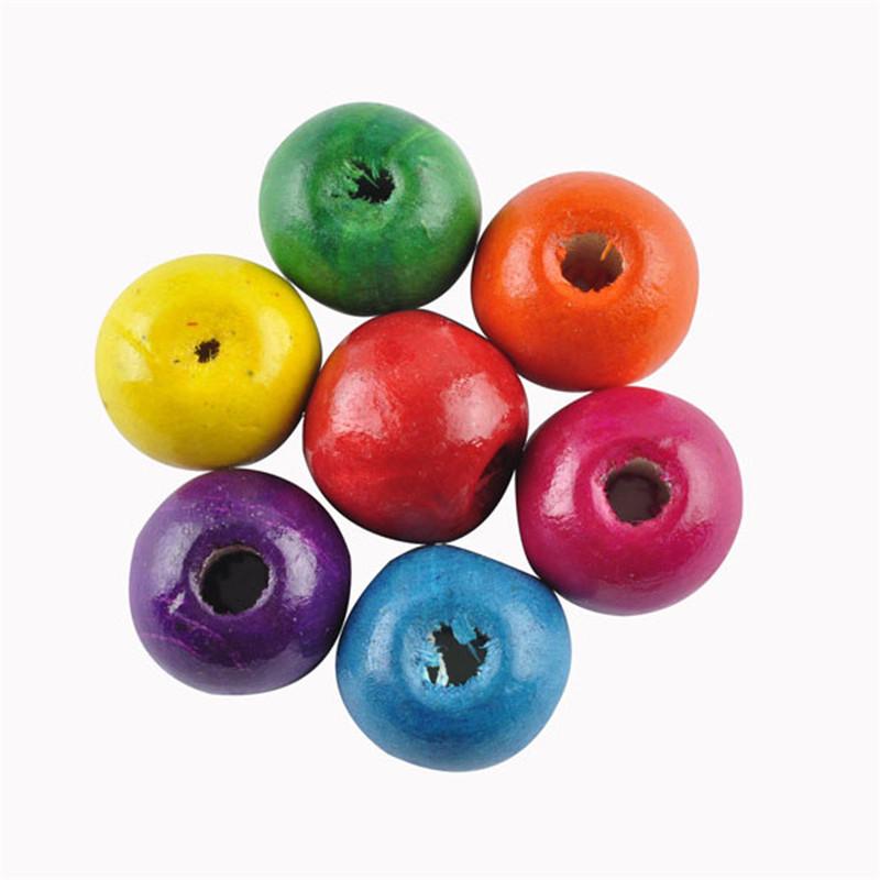 Разноцветные свободные круглые натуральные деревянные бусины для изготовления ювелирных изделий, детские погремушки, соска, фурнитура из бисера