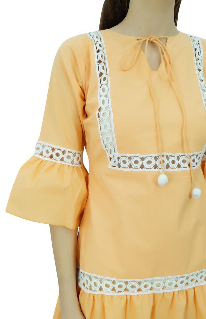 Bimba Летнее короткое платье в стиле бохо с рюшами и рукавами, мини-платье в стиле бохо, шикарный пляж