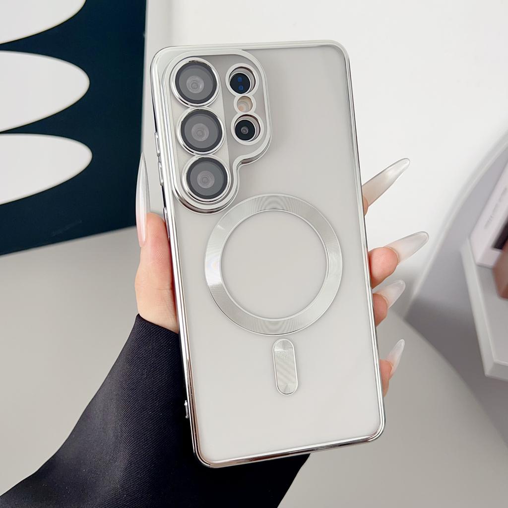 Роскошное прозрачное покрытие для чехла с беспроводной зарядкой Magsafe для Samsung S26 S25 S24 S23 S22 S21 S20 FE Ultra Plus Note20 10 Мягкий чехол