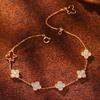 18K Gold-Plated 925 Sterling Silver Butterfly & Four-Leaf Clover Bracelet with Zircon and Flower Design for Women