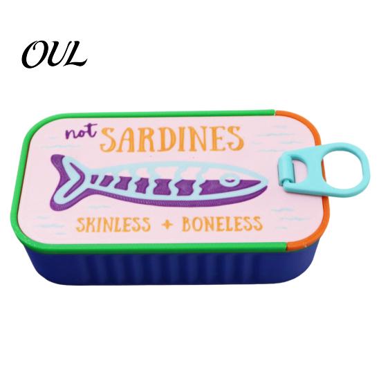 Whimsical Jewelry Container Sardine Tin Box with Fishbone, PLA Vintage Compact Size Decorative Vanity Accessory Organizer, Portable Storage