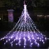 317LEDs Waterfall Lights 8 Modes Tree Light Pentagram Christmas Tree Decorative Waterfall Lights