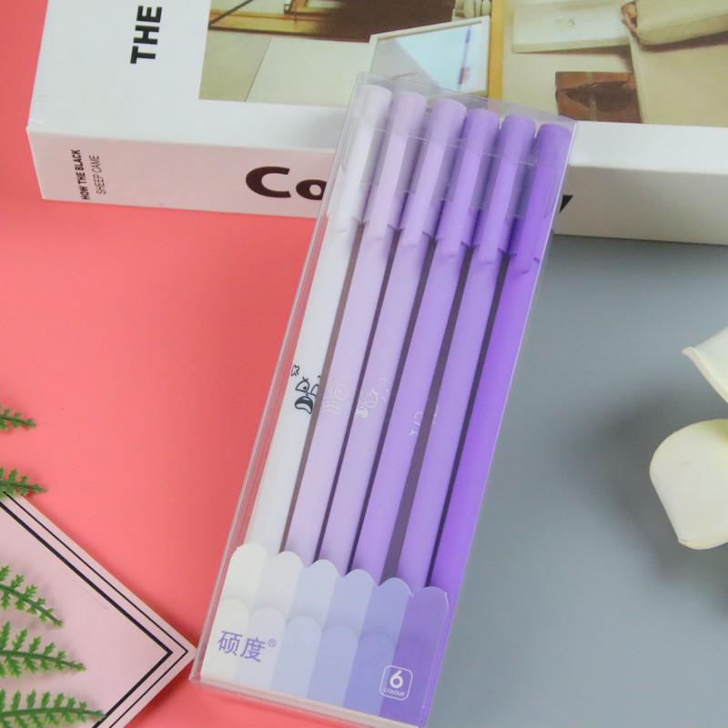 Набор нейтральных ручек цвета Моранди - 6 шт., черные чернила, идеально подходит для студентов и офиса, ручки для подписи на водной основе